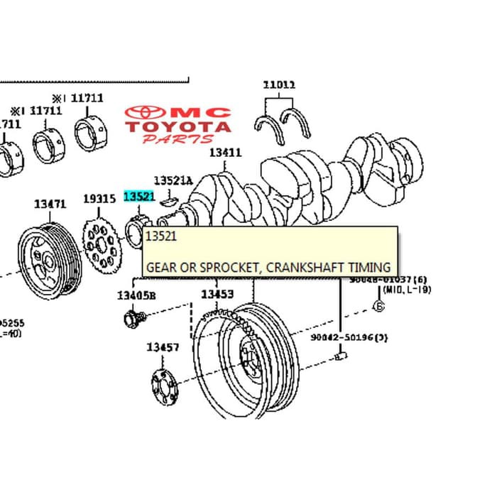 Gigi Sprocket Crankshaft Camshaft Avanza Xenia Vios 13521-97401