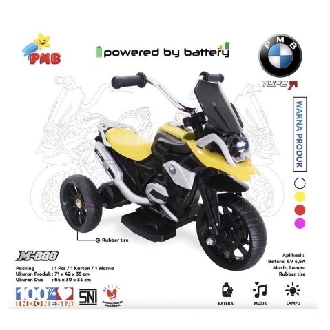 Motor Aki Anak PMB M-888 BMW Motor Mainan Anak Motoran Aki Anak