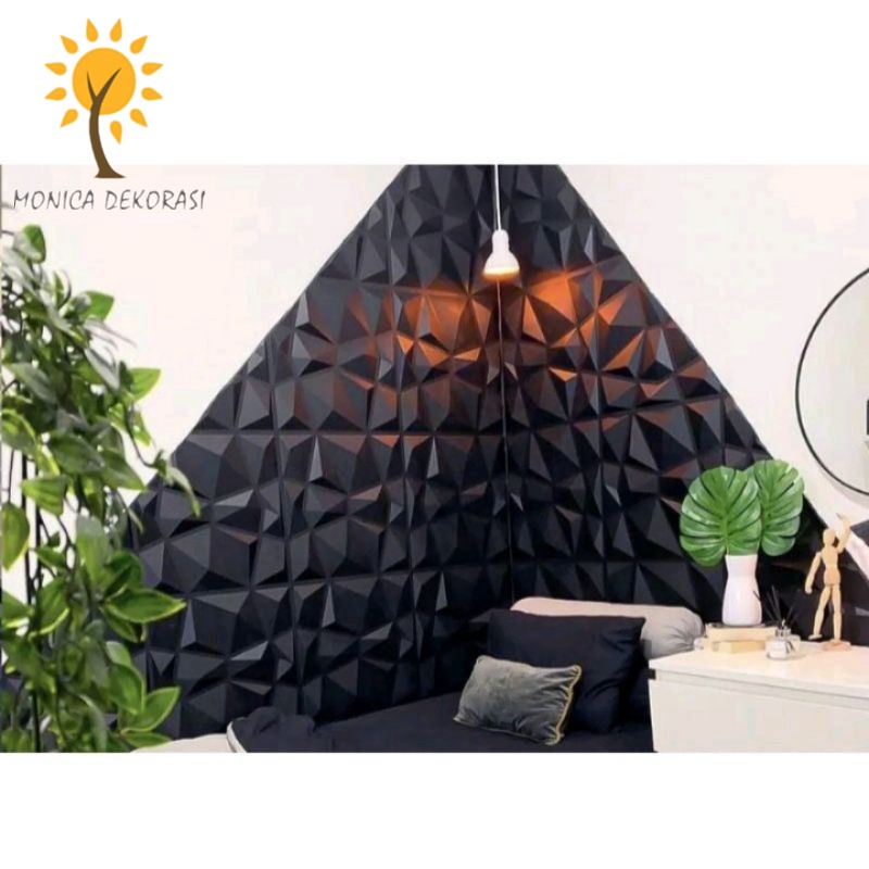 Wallpaper Foam 3D Batik Panel Diamond Triangle Dinding Sticker Dekorasi Dinding Kamar Rumah High Quality-3