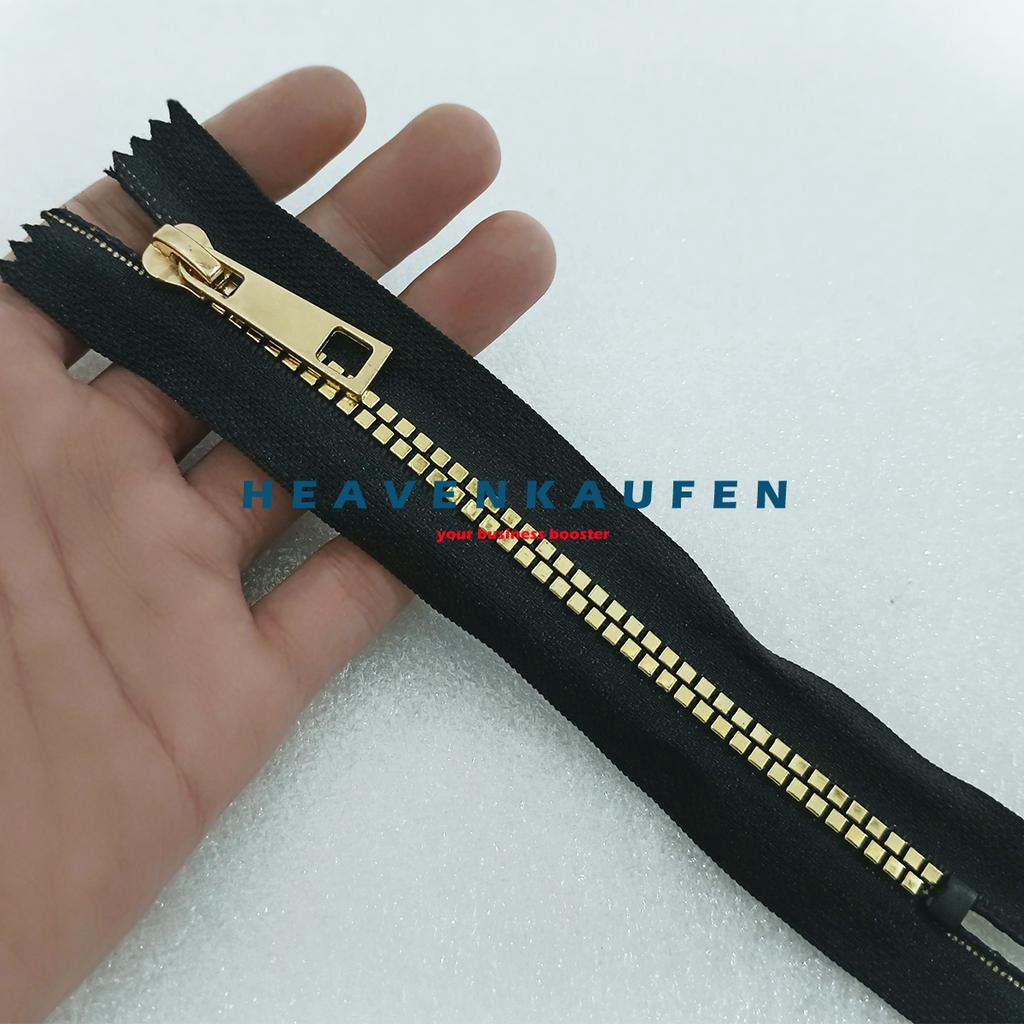 Resleting Zipper 15 cm Atau 6 inch Hitam - Gold Emas Vislon Variasi Kode DG