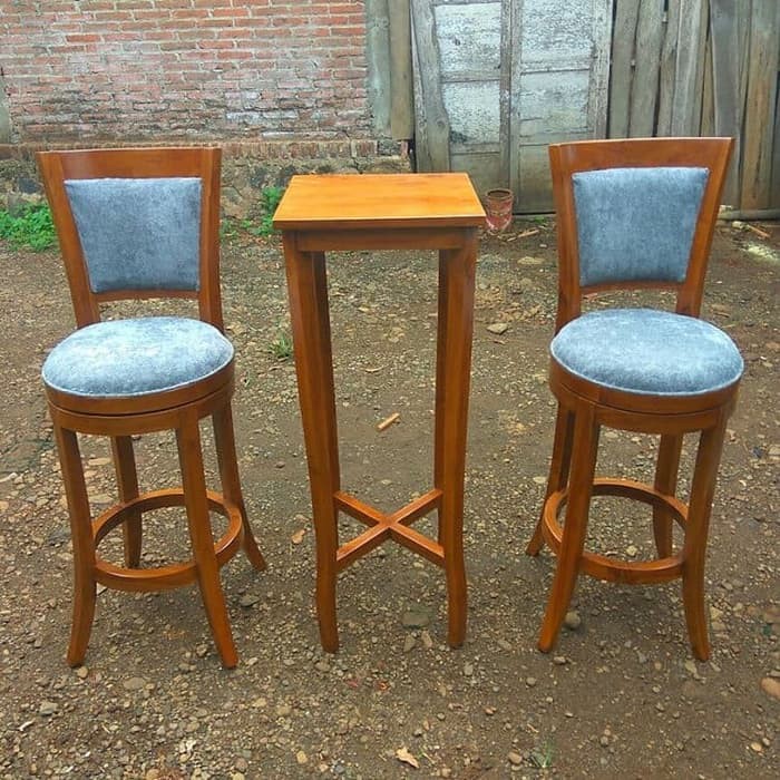 Set Kursi Cafe Bar Jati Jepara / Meja Kafe Kayu Bulat