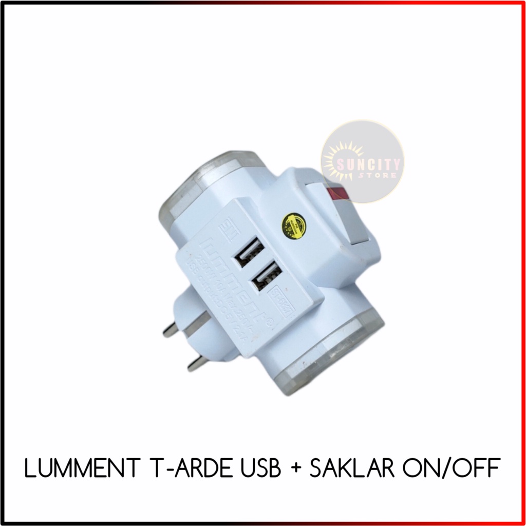 Lumment Steker T Arde USB Port + Saklar 3 Cabang