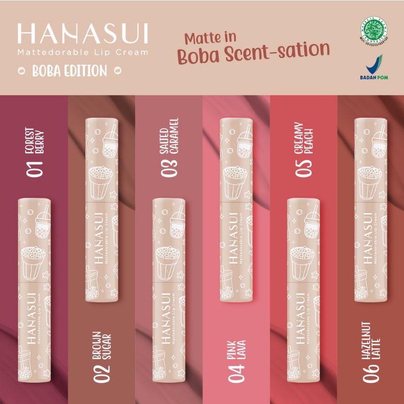 Hanasui mattedorable lipcream Boba edition edisi Boba hanasui matte dorable matedorable lipcream lip