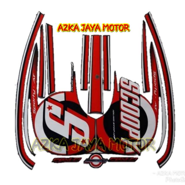 Striping full body Scoopy fi Sporty 2015 2016 warna Hitam putih/ Sticker Honda Scoopy injeksi hitam