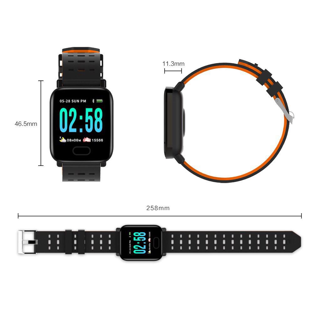 A6 Smartwatch Bluetooth Anti Air Fungsi Monitor Tekanan Darah/ Detak Jantung/ Long Standby