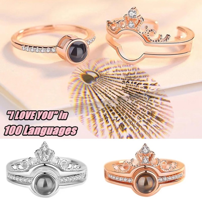 Perhiasan Kalung Cincin Tunangan Desain I Love You 100 Jenis Serbaguna Untuk Wanita