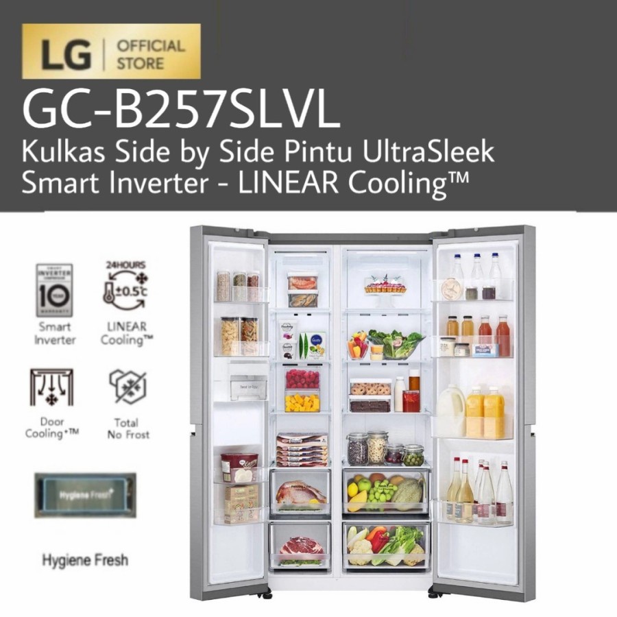 LG GC-B257SLVL / GCB257SLVL Kulkas Side by Side Pintu UltraSleek SmartInverter 694L