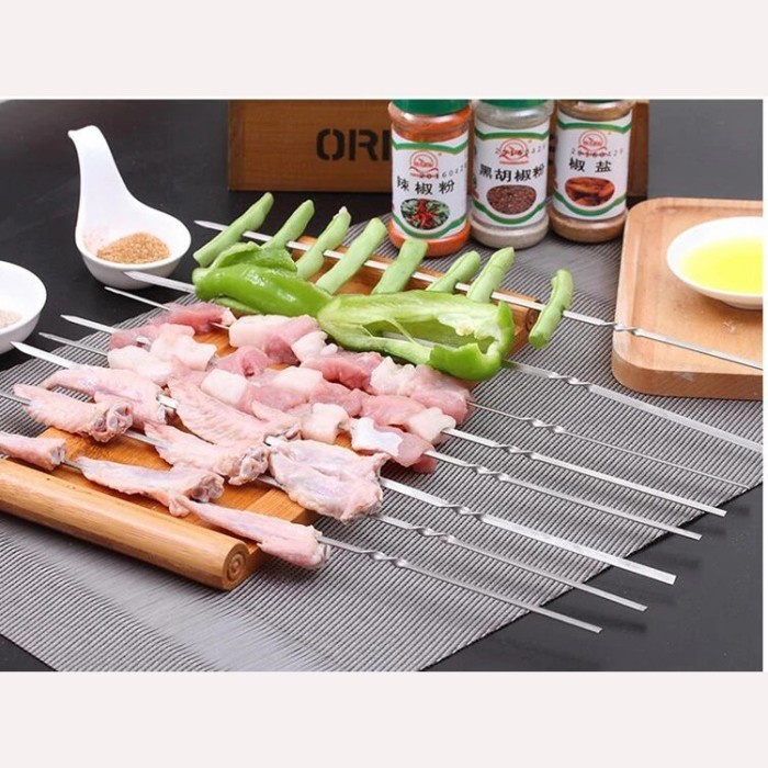 Tusuk Sate Stainless Steel BBQ Bakar Panggang Skewers Serbaguna