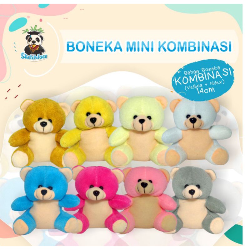 Jual Siap Kirim!! Boneka Beruang Mini Kombinasi Polos -/+ 14 cm