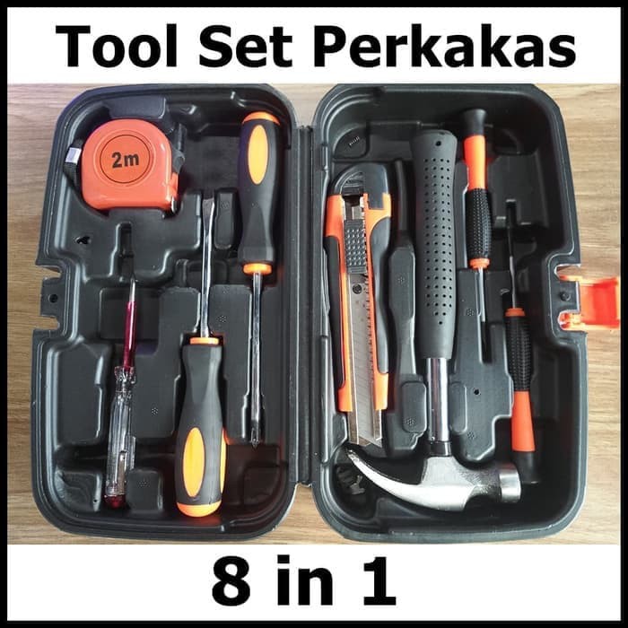 Alat pertukangan perkakas hand tools kit set 8 in 1 alat reparasi Hand tool kit set