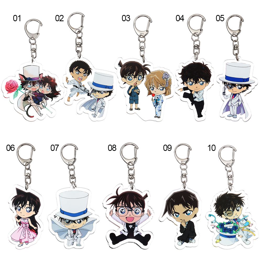 ROW Student gifts Acrylic Mau Lilan Double-sided pendant Detective Conan Shinichi Exquisite trinkets Animation peripherals Keychain Conan Metal