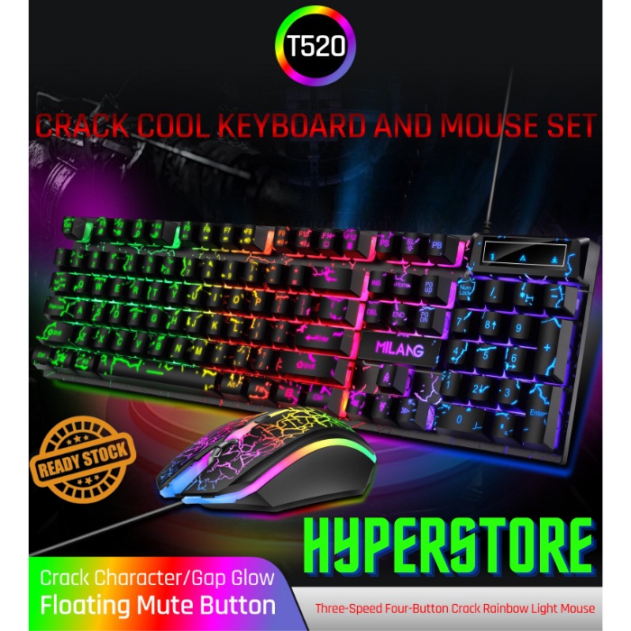 PROMO MiWolf T520 Milang New Gaming Keyboard dan Mouse Set Combo MURAH