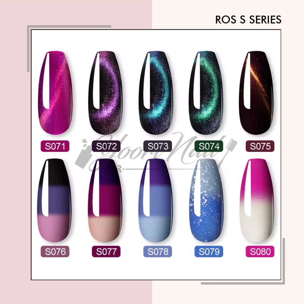 Mini Rosalind S Series 7ml glitter series cat eye series temperature chage nail gel series berubah warna