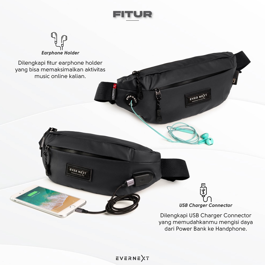 Tas Waist Bag Pinggang Selempang Distro Waterproof Anti Air Pria Cowok Tas Kecil Pria Distro Slempang Punggung Pria Cowo Keren Simpel Waterproof Anti Air