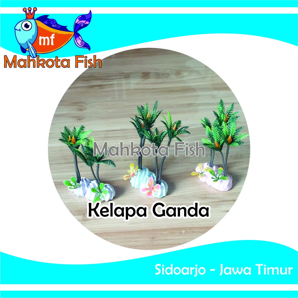 Hiasan Aquarium KELAPA GANDA Bagus | Bunga Plastik Aquarium | Bunga Hiasan Aquarium | Tanaman Hias Aquarium