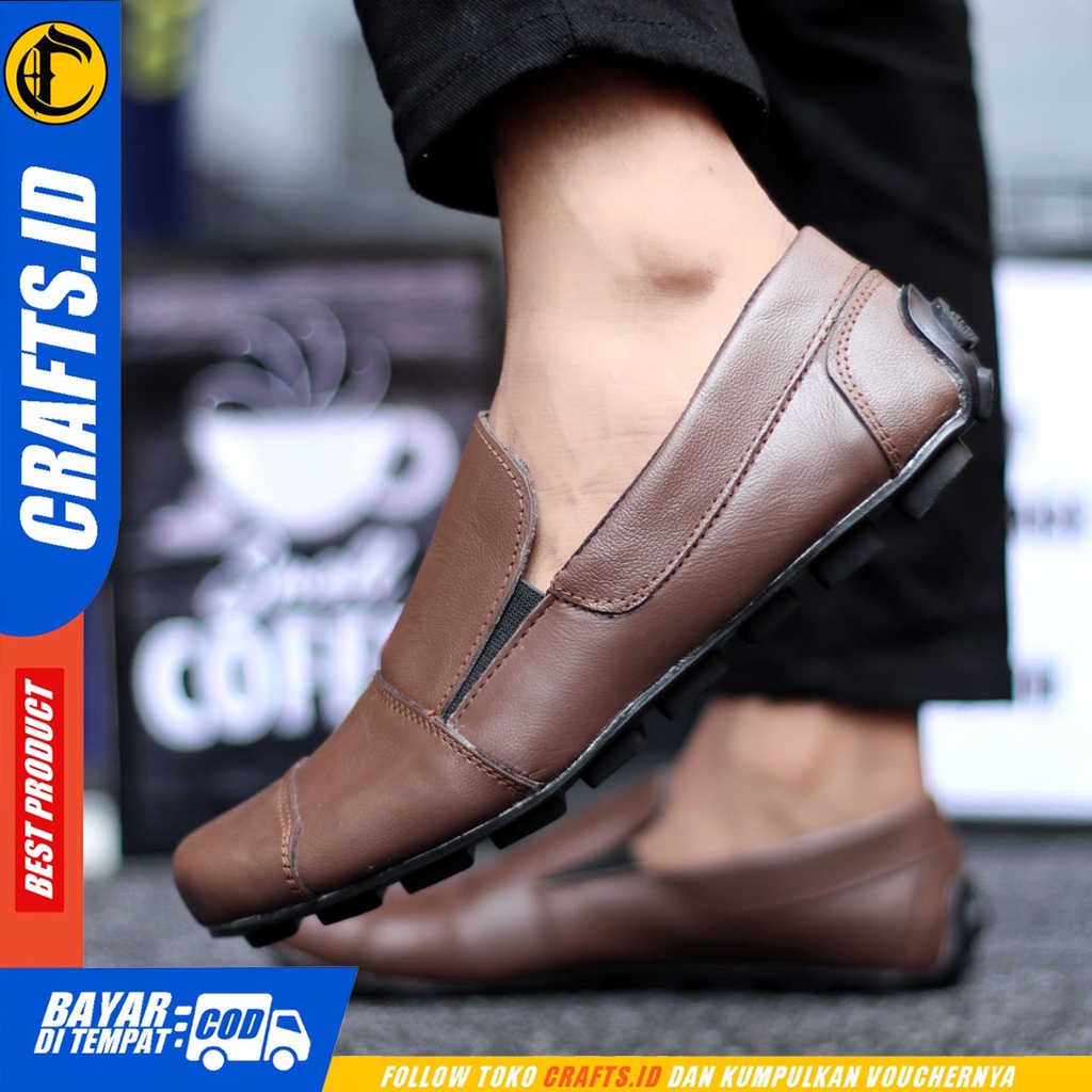 CRAFTS Wilde - Sepatu Casual Slip On Kulit Asli Kerja Pria