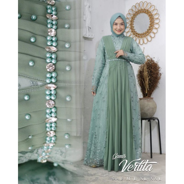 Gamis Verlita NK / Kebaya Gamis Pesta Modern Terbaru / Dress Kondangan