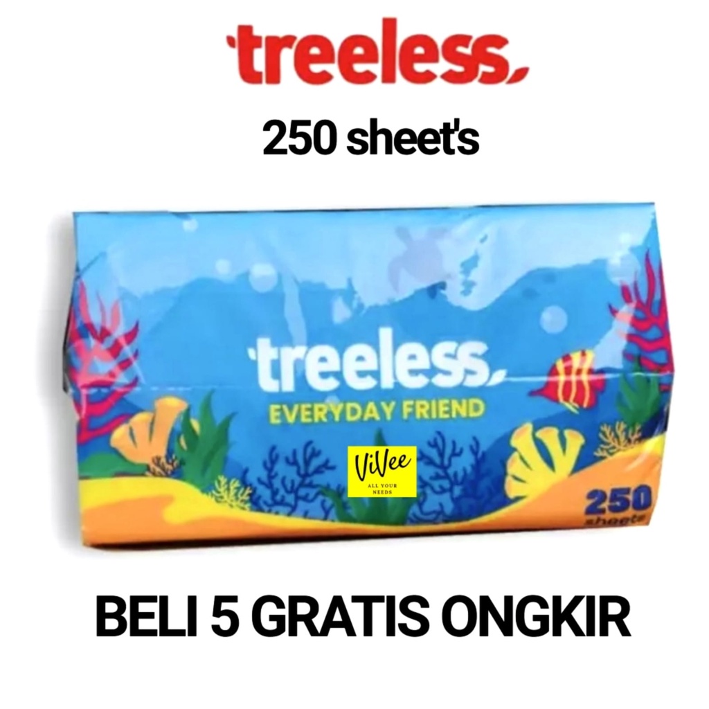 BELI 5 GRATIS ONGKIR Tisu Tissue TREELESS 250 sheets 2ply