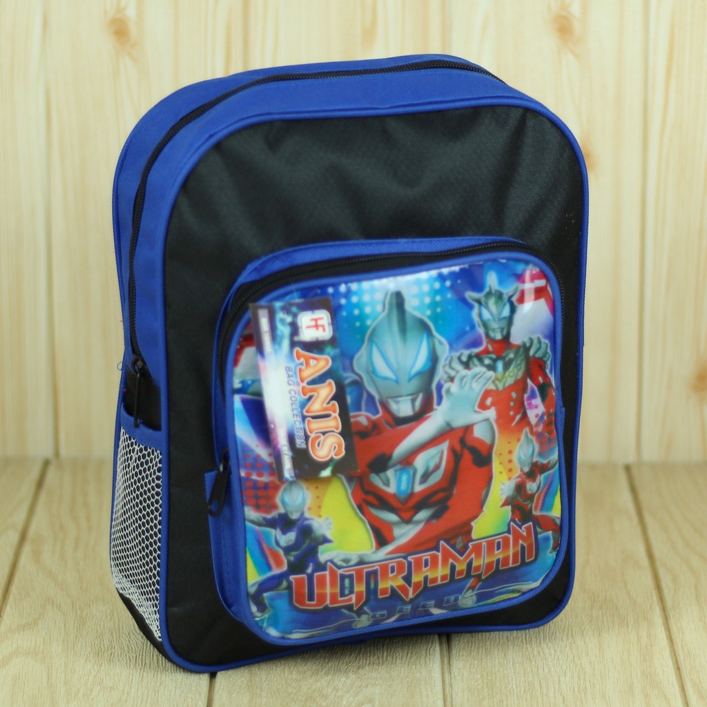 Tas Gendong Anak Motif Ultraman Biru Mini Ransel Sekolah Anak TK PAUD SD Bahan Tebal Kuat Awet Keren