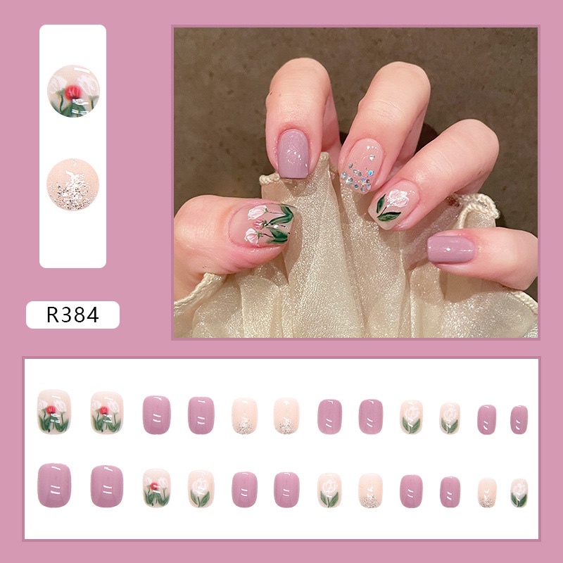 Kuku Palsu 【B15，lem cair】Nikah kuku Wedding False Nailart Pengantin Tangan