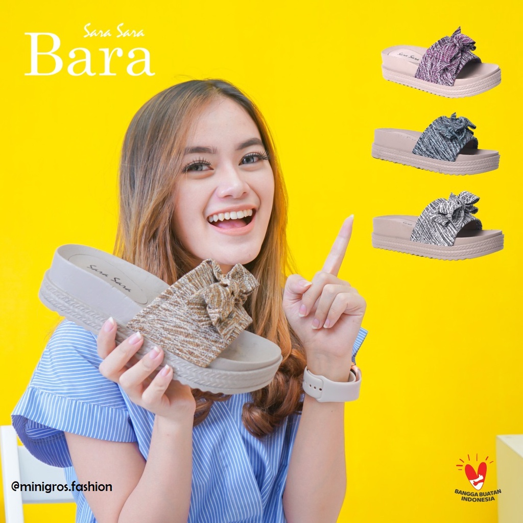 Sara Sara BARA Sandal Wedges wanita casual sandal hak 5 cm kekinian model selop