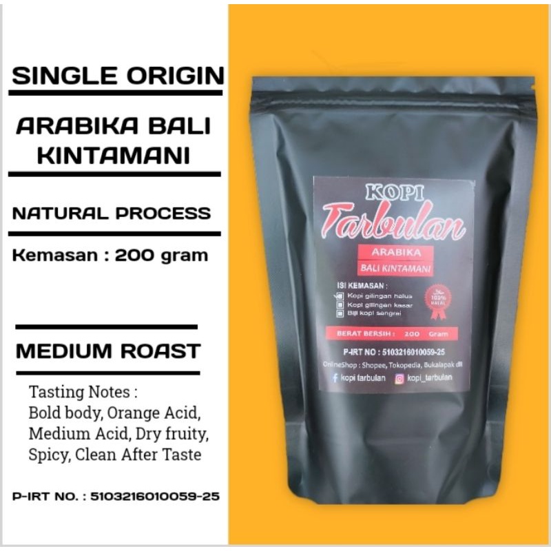 

Arabika Bali Kintamani Kopi Tarbulan Murni Netto 200g