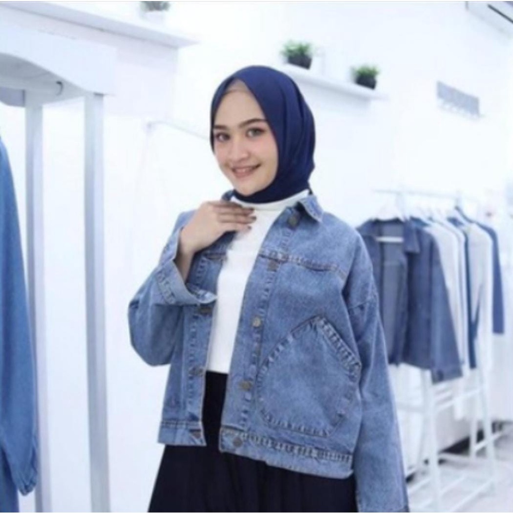 JAKET JEANS OVER SIZE SEOM BALONI OOTM OOTFD