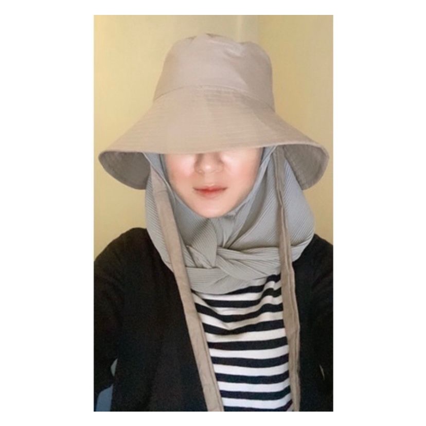 ( COD ) WIDE BUCKET HAT selebgram aksen tali /topi wanita terlaris DRILL