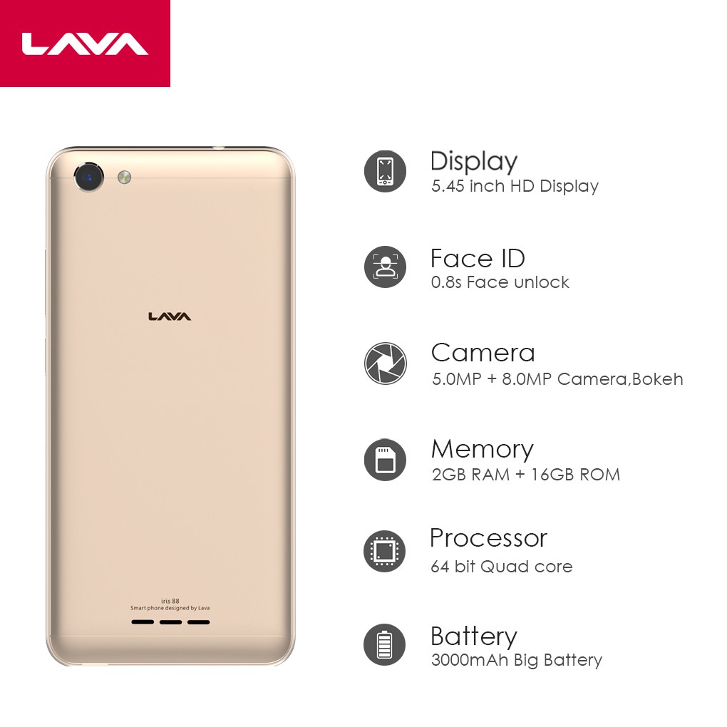 Lava Iris 88 5 45 Inch 4g Smartphone 3000mah Baterai 5mp 8mp Kamera Telepon Mobile Phone Shopee Indonesia