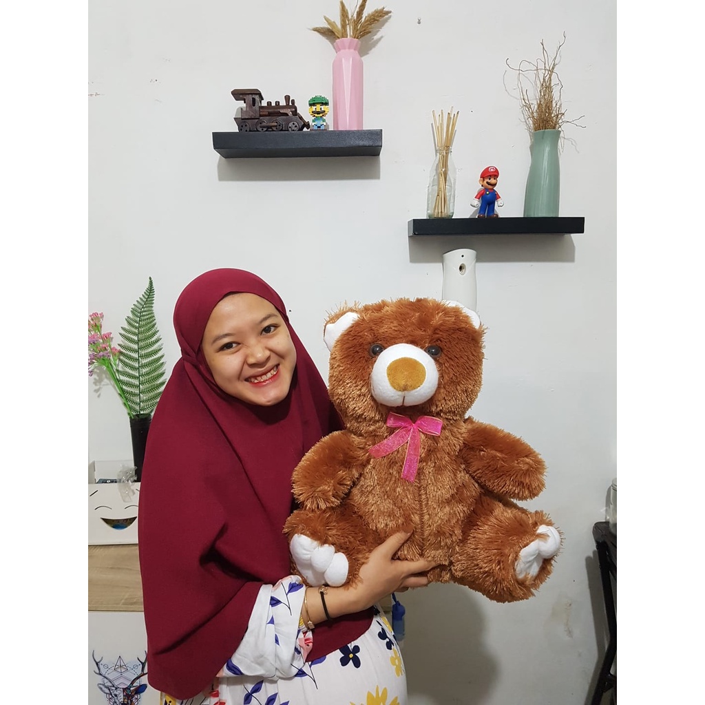 Boneka Panda Duduk Beruang Teddy Bear Duduk Bulu Jari Size L 45CM