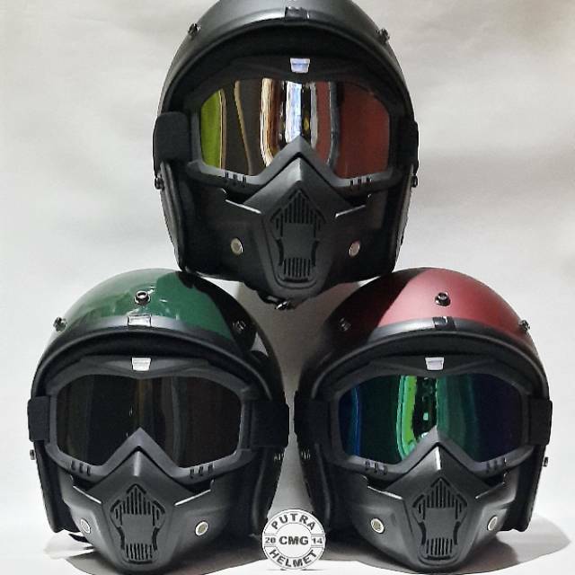 PAKET PROMO HELM BOGO RETRO GOOGLE MASK GOOGLE MASKER