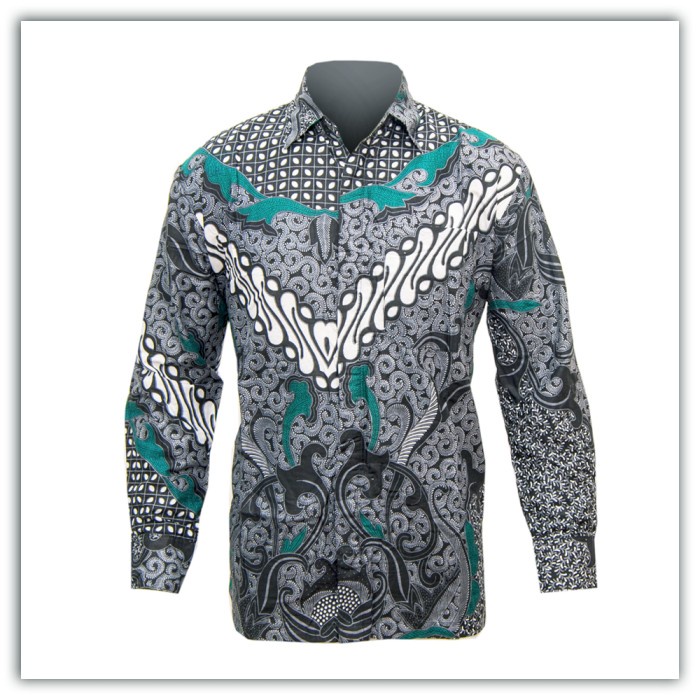 Baru❤❤Batik/formal/baju rapat/kantor/guru/ Kemeja Batik Pria Lengan Panjang Katun Soloan Abu