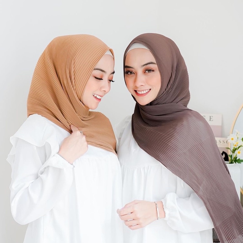 (Free Gift) PREMIUM Full Plisket Pashmina Cerutty Babydoll/Pleated Shawl Celebshine brokat / brukat