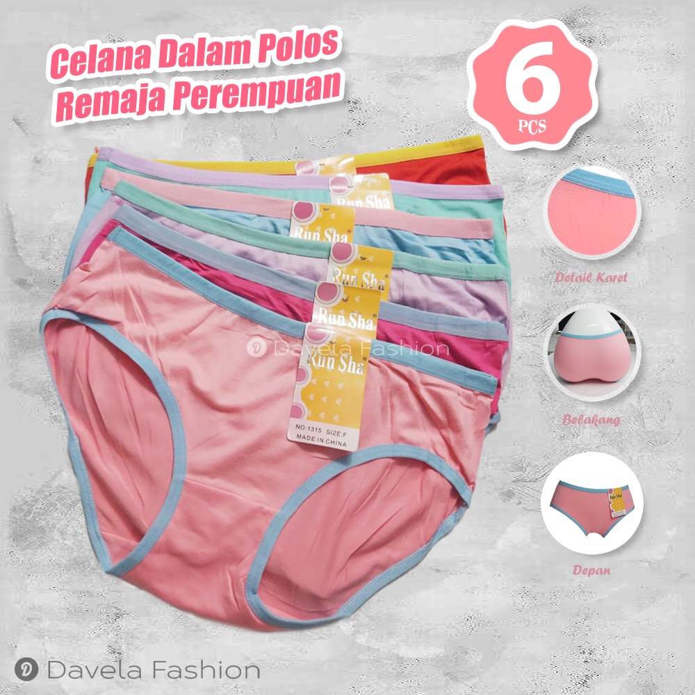 6 Pcs Celana Dalam Remaja Perempuan | CD Polos | Celana Dalam