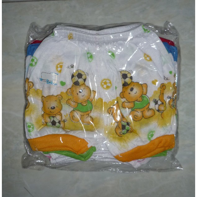 CELANA PENDEK PUTIH SABLON ISI 1 LUSIN Bahan TC Motif Random Animal Boneka Warna Mix Random Uk. Newborn, Celana Bayi Putih Sablon / Unisex Bahan TC [400gr]