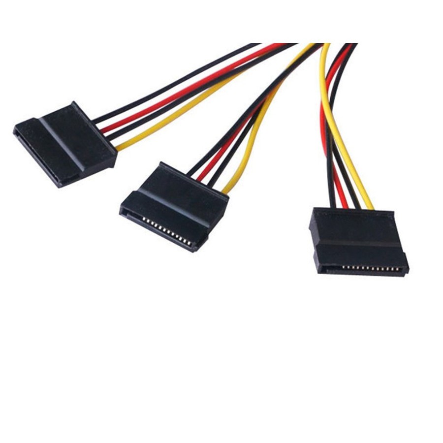 Kabel Power Molex IDE 4pin Male To 3 Triple Sata Power 15pin Female