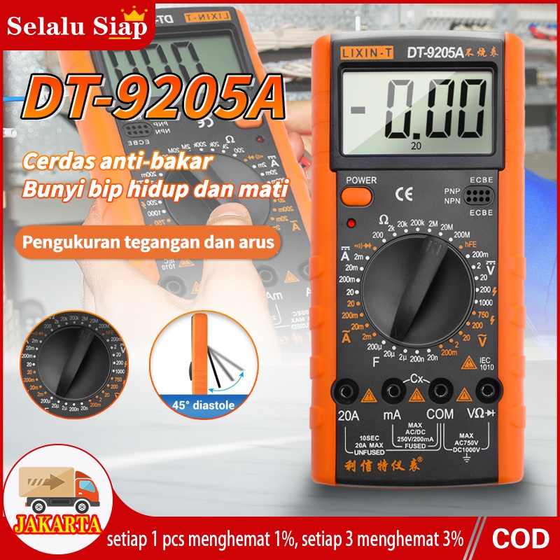 【 termasuk baterai】DT-9205A Avometer Multitester Alat Pengukur Multimeter Digital