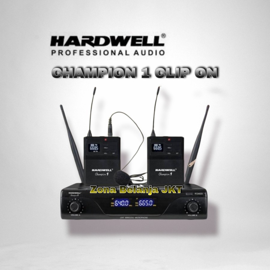 Microphone - Mic Wireless HARDWELL CHAMPION 1 Dua Clip on Headset Original