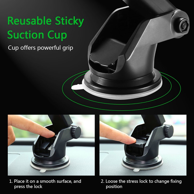 Holder HP untuk mobil Car Holder for HP Smartphone with Suction Cup android iphone Windshield Gravity Sucker Car Phone Holder Car Phone Mount Universal Car Phone Holder with Dashboard Air Vent Windshield Cell Phone Holder for iPhone Android