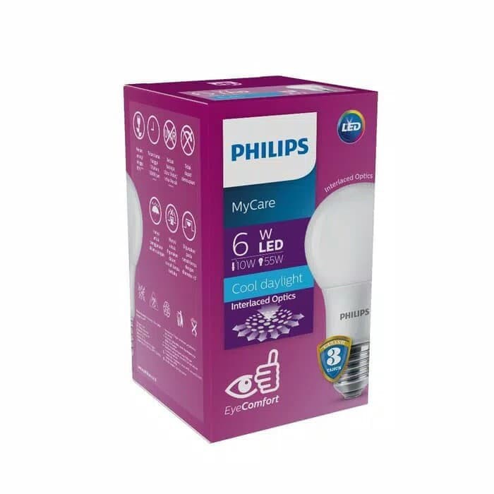 Bohlam Lampu Philips LED 6 Watt 6W Cahaya Putih