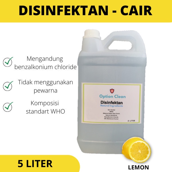terbatas ISI ULANG DISINFEKTAN CAIR DISINFEKTAN SPRAY - 5 LITER - LEMON - Kuning Limited