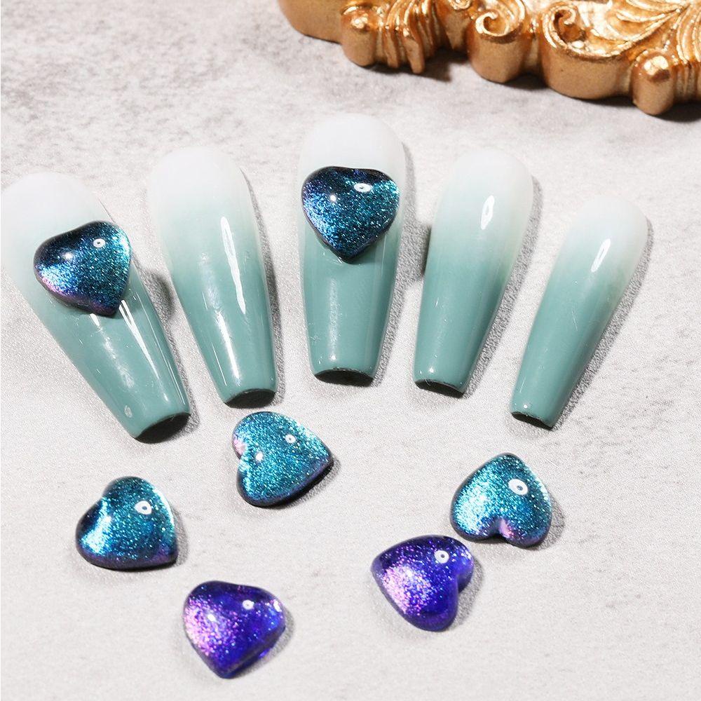 AUGUSTINA Agustin 3D Pesona Kuku Aurora Kristal DIY Bahan Nail Beauty Hiasan Kuku Cinta Hati Manicure Jewelry