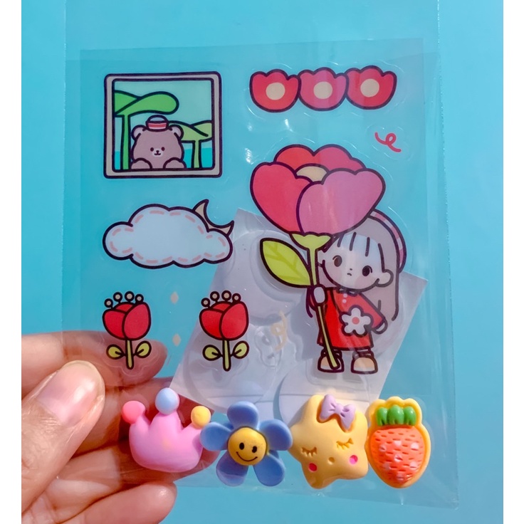1 set sticker (3D + 2D) untuk botol minum tritan / 1 set stiker 3d dan stiker 2d / sticker botol min