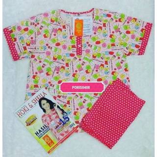 [GROSIR 4 STEL] BAJU TIDUR WANITA KATUN CELANA 3/4 "HOKI