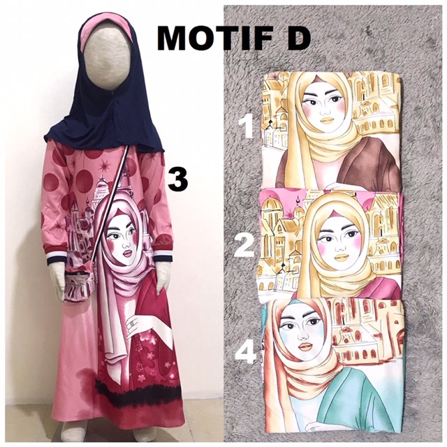 Gamis Anak / Baju Muslim Anak Scuba Motif