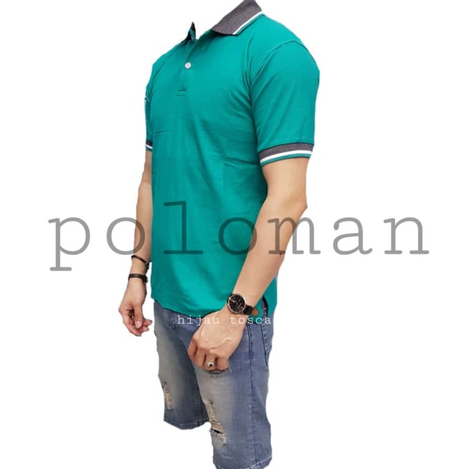 KAOS POLO HIJAU TOSCA BAHAN KATUN , KAOS WANGKI