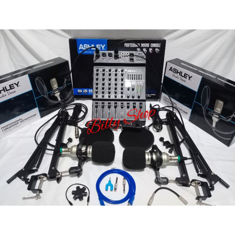 Paket Podcast Ashley 2 Mic Mixer Remix 602 Mic Studio Voice 2 Orang