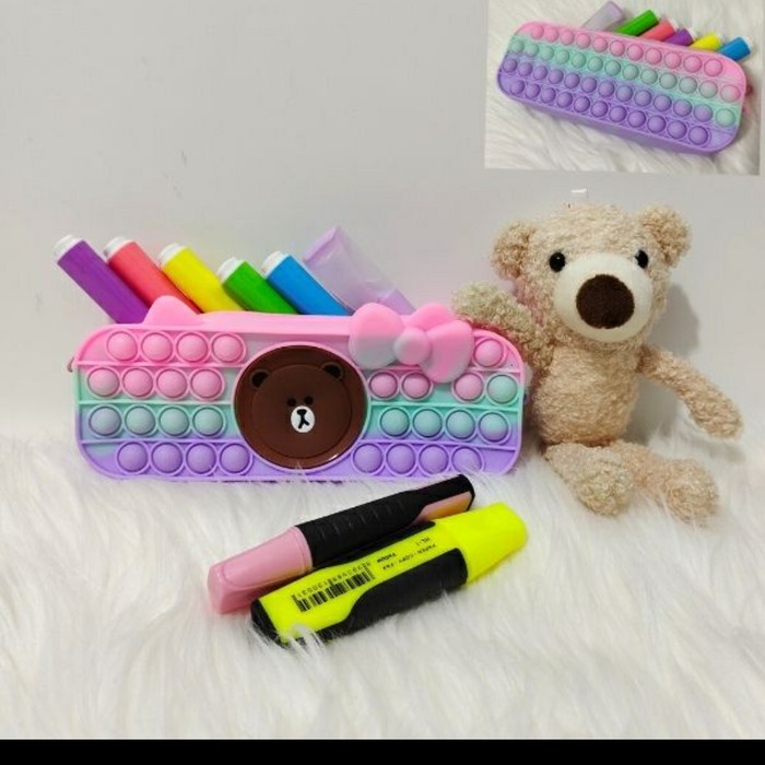 

(BISA COD) kotak pensil pop it pelangi unicorn bear hello kitty - Bear