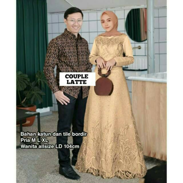 couple Gamis brokat jumbo ld #120 asmara gown AURA GOWN maxy liyana #2 dress brukat muslim