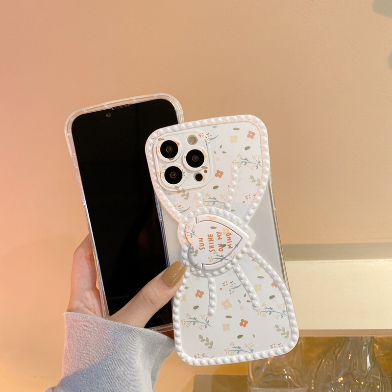 White Flower Bow Softcase Casing iphone XS XS Max XR 11 Pro Max 12 Pro Max 13 Pro Max